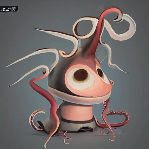 Image similar to the combination of squid and kid , concept art, trending on artstation 3D.