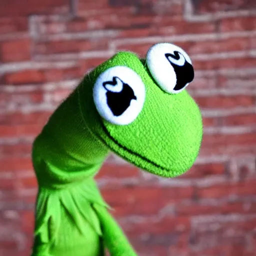 Image similar to kermit the frog sock puppet, photorealistic, very detailed, 4 k