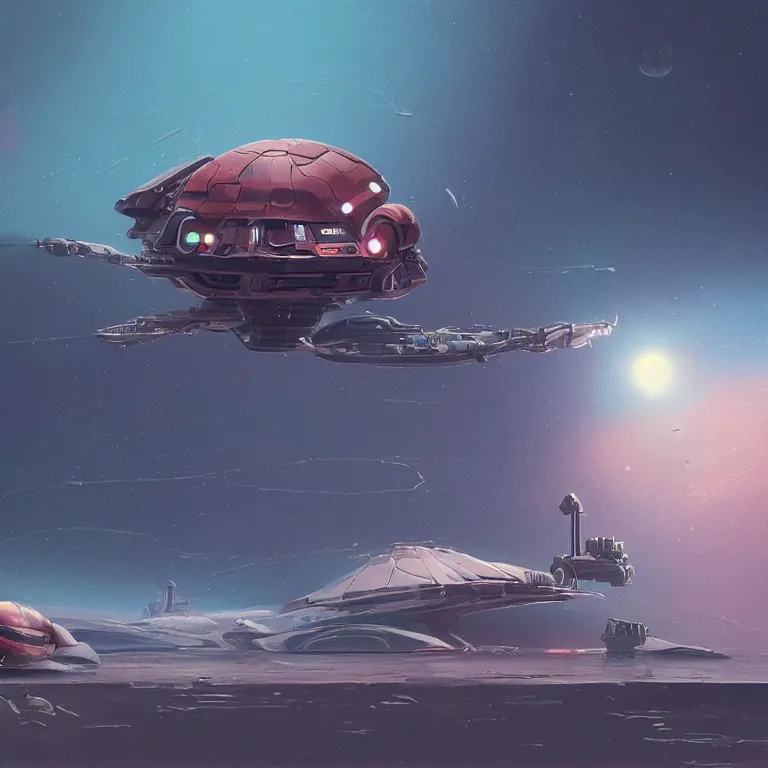 Image similar to robotic hermit crab space ship, concept art, by John Harris, by Simon Stålenhag