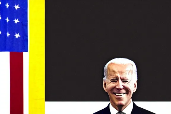 Prompt: a photo taken from a distance of Joe Biden floating in a black void