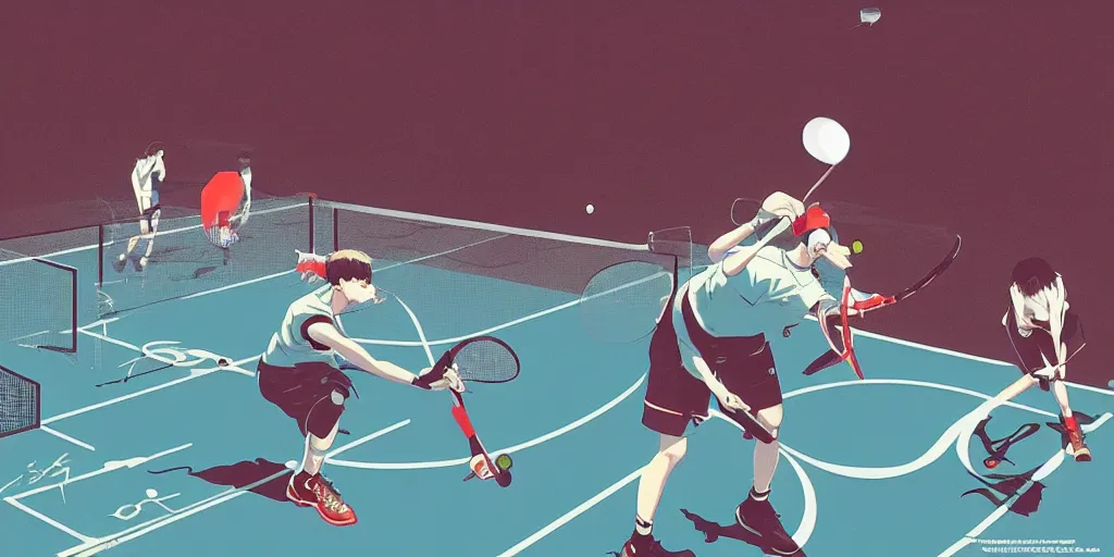 Prompt: illustration of badminton game by ilya kuvshinov katsuhiro otomo