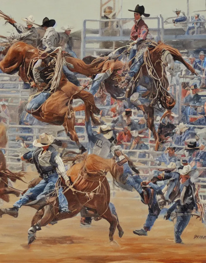 Image similar to painting of rodeo events