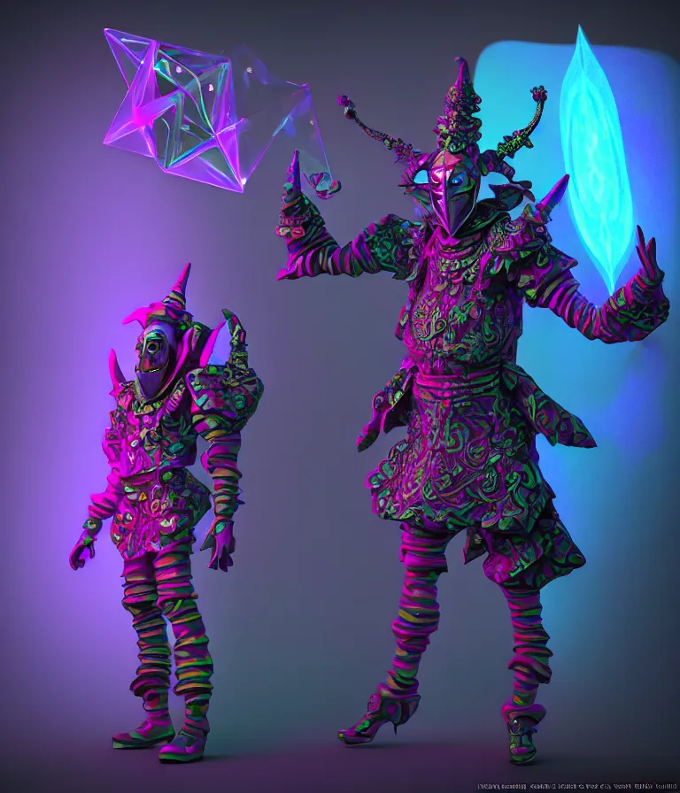 Prompt: front!!! shot of a court jester!!! character, hyperdimensional, bioluminescent hypercubes, dark holography!!!, future, chrome, (((intricate))), octane render, nvidia raytracing demo, elegant, highly detailed, centered, (((artstation, concept art, smooth, sharp focus, artgerm, Tomasz Alen Kopera, Peter Mohrbacher, donato giancola, Joseph Christian Leyendecker, WLOP, Boris Vallejo))), mugshot!!!!!, ugly!!!!!!, octane render, nvidia raytracing demo, octane render, nvidia raytracing demo, octane render, nvidia raytracing demo, grainy, muted, 8K, digitalblasphemy, metatron