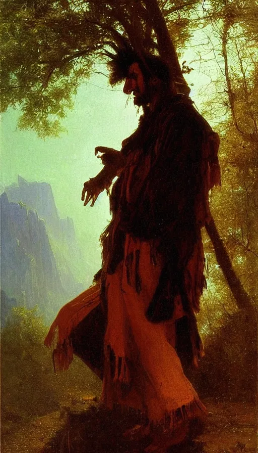 Image similar to portrait of a digital shaman, by albert bierstadt,