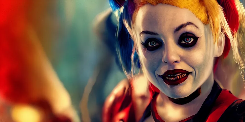 Prompt: Harley Quinn in exorcist volumetric lighting, beautiful, golden hour, sharp focus, ultra detailed, cgsociety