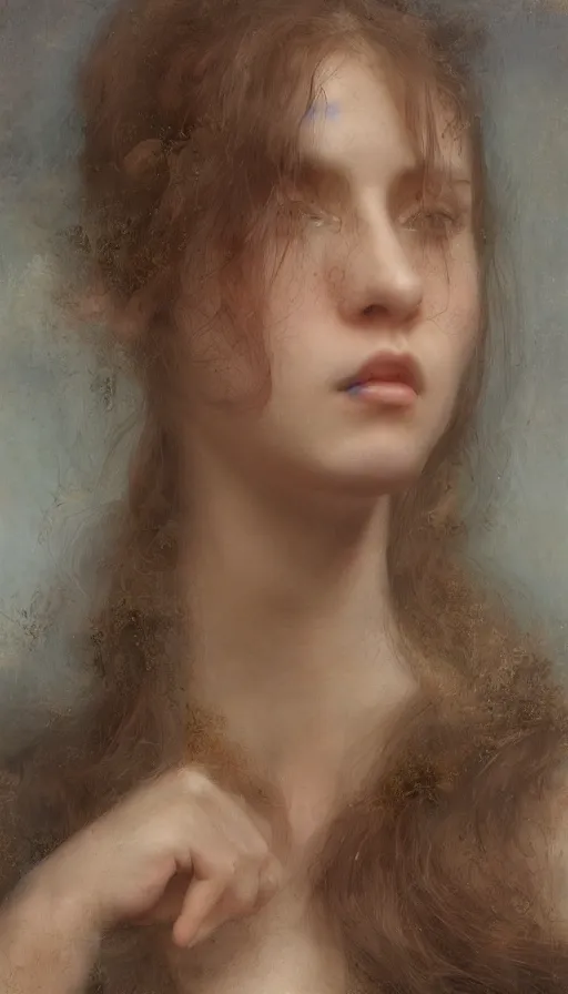 Prompt: An extremely beautiful pre-raphaelite ornate portrait of a beautiful young attractive woman, professionally painted digital art illustration, smooth, sharp focus, atmospheric lighting, highly detailed illustration highlights, golden ratio, extremely detailed winning award masterpiece, 8K post-processing