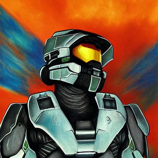 Prompt: halo 3 1 9 7 0 s scifi style detailed painting