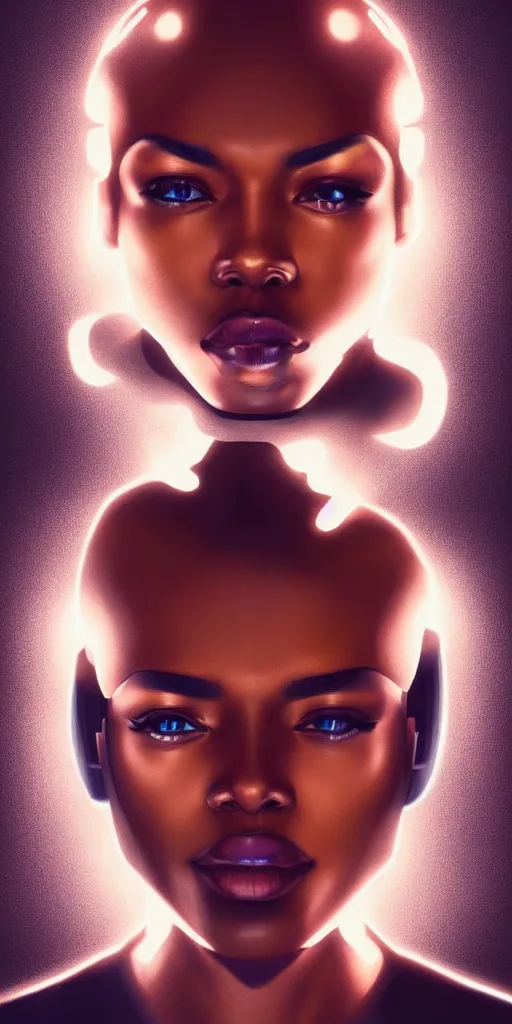 Prompt: symmetry!! solid cube of light, hard edges, product render retro - futuristic poster scifi, lasers coming from eyes, brown skin man, intricate, elegant, highly detailed, digital painting, artstation, concept art, smooth, sharp focus, illustration, dreamlike, art by artgerm