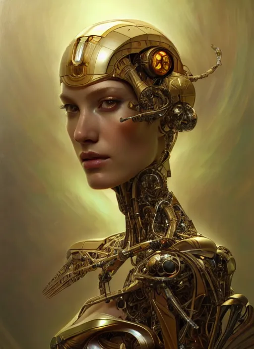 Image similar to organic cyborg, Egyptian, diffuse lighting, fantasy, intricate, elegant, highly detailed, lifelike, photorealistic, digital painting, artstation, illustration, concept art, smooth, sharp focus, art by John Collier and Albert Aublet and Krenz Cushart and Artem Demura and Alphonse Mucha