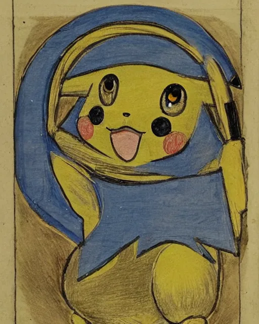 Prompt: a manuscript painting of Pikachu in the style of the Rochester Bestiary, Ashmole Bestiary