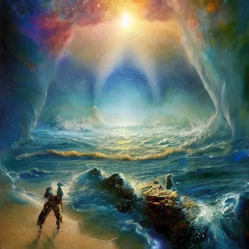 Image similar to a mind forever voyaging, fantasy, sea, cosmos, eternity, johan grenier