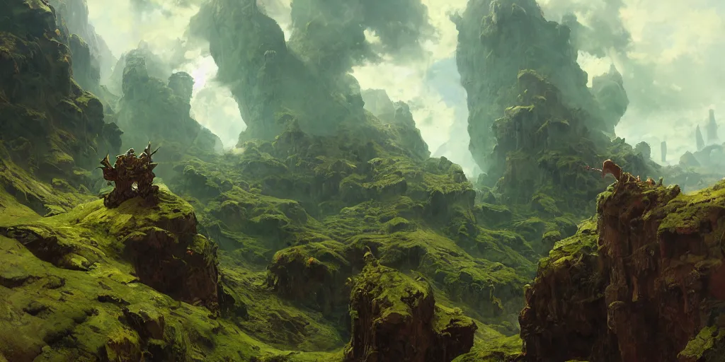 Prompt: huge cave ceiling clouds made of green earth towns, industry, steampunk villages castles, buildings inverted upsidedown mountain artstation illustration sharp focus sunlit vista painted by ruan jia raymond swanland lawrence alma tadema zdzislaw beksinski norman rockwell tom lovell alex malveda greg staples