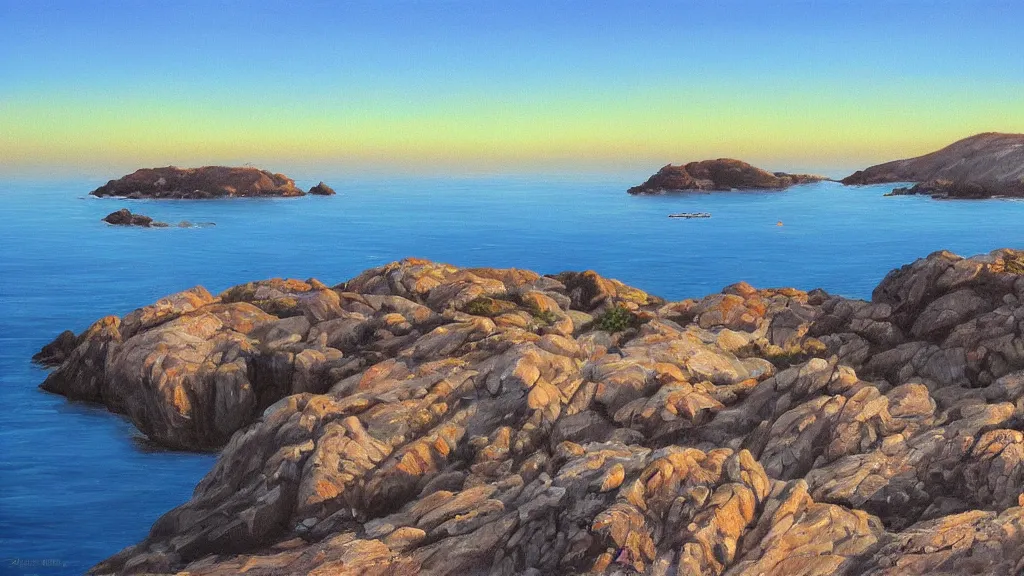 Prompt: High-Quality realist painting of Cap de Creus at dawn, peaceful, very detailed, digital art.