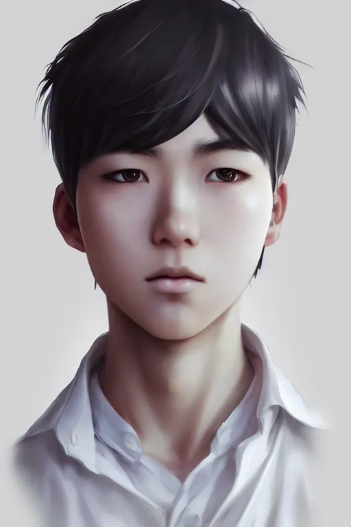 Image similar to a beautiful charming and dreamlike japanese boy in white shirt, character art, art by artgerm lau and kyoung hwan kim and and ilya kuvshinov and john singer sargent, hyperdetailed, 8 k realistic, symmetrical, frostbite 3 engine, cryengine, dof, trending on artstation, digital art