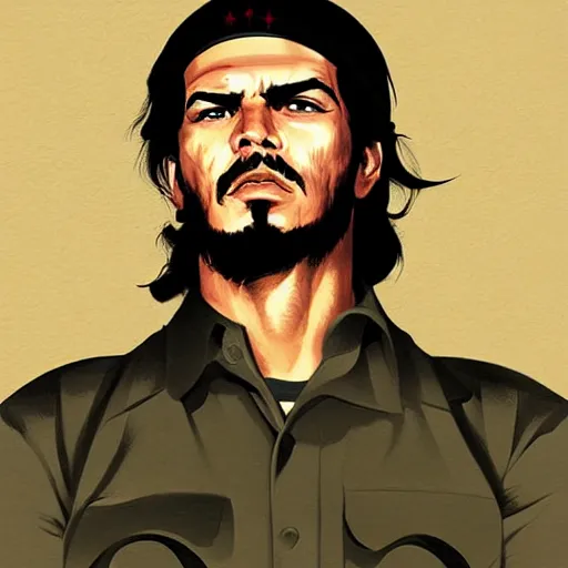 Image similar to che guevara by wlop and ross tran, illustration, in the style of guerrillero heroico, high quality