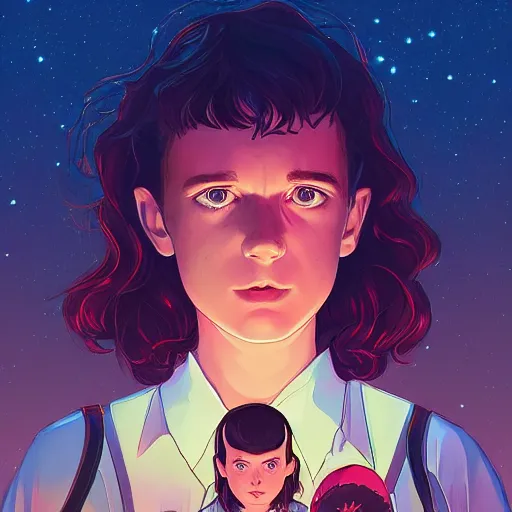 Image similar to robin from season 3 of stranger things, mall landscape, night time, ambient lighting, 4k, anime key visual, lois van baarle, ilya kuvshinov, rossdraws, artstation