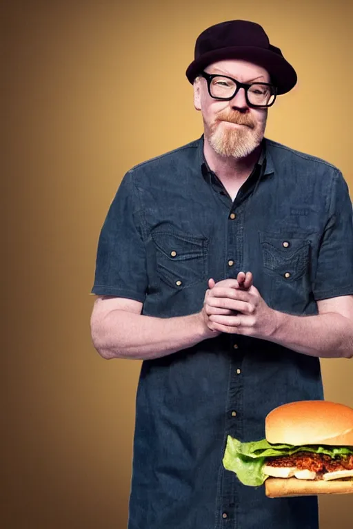 Prompt: 📷 portrait of adam savage as a sandwich, food head, still image, dynamic lighting, 4 k