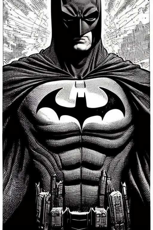 Image similar to colorful!!! batman portrait by laurie greasley and hans bellmer, ( ( etching by gustave dore ) ), ultraclear intricate, sharp focus, highly detailed digital painting illustration, concept art, masterpiece