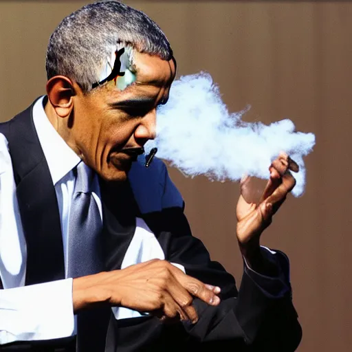 Prompt: Obama smoking