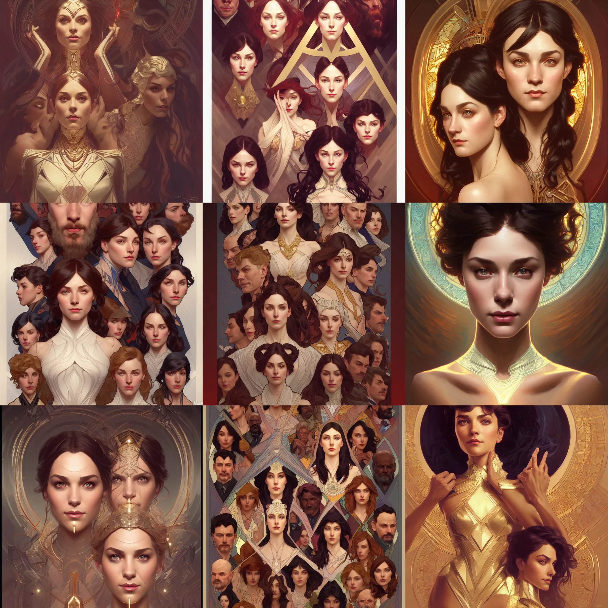 Prompt: symmetry! portrait of the league of paul hollywoods, happy expression, intricate, elegant, highly detailed, digital painting, artstation, concept art, smooth, sharp focus, illustration, art by artgerm and greg rutkowski and alphonse mucha, 8 k