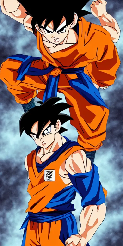 Image similar to son goku as real human, full body, photorealistic, highly detailed, 8 k, sharp focus, simple background, cinematic