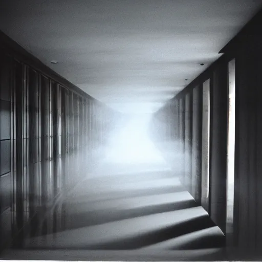 Image similar to Beautiful cameraphone 2000s, soft liminal Photograph of foggy hallway pool