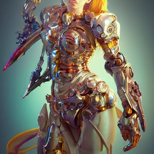 Image similar to studio portrait of lawful good colorful female holy mecha paladin absurdly beautiful, elegant, young sensual graceful woman, ultrafine hyperrealistic detailed face illustration by kim jung gi, irakli nadar, intricate linework, sharp focus, bright colors, matte, octopath traveler, final fantasy, unreal engine highly rendered, global illumination, radiant light, intricate environment