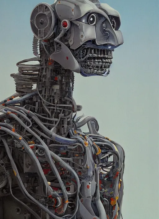 Image similar to portrait of a robot that looks like Werner Herzog, detailed, coherent, painted by Edward Hopper, Wayne Barlowe, James Gilleard, airbrush, art by James Jean