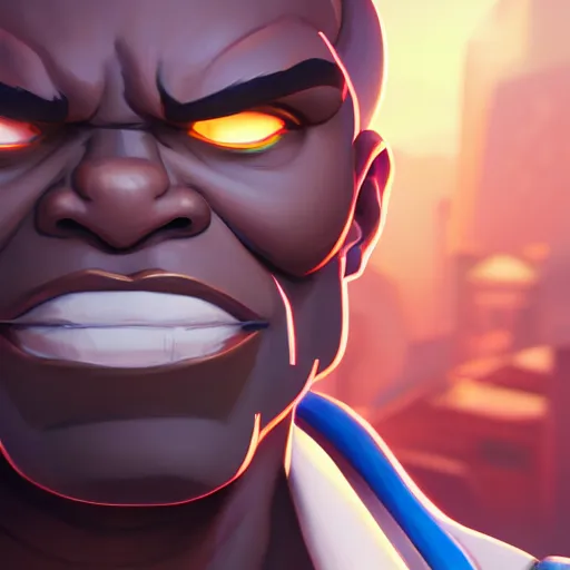 Prompt: a closeup portrait of doomfist from overwatch, art by lois van baarle and loish and ross tran and rossdraws and sam yang and samdoesarts and artgerm and saruei and disney, digital art, highly detailed, intricate, sharp focus, trending on artstation hq, deviantart, unreal engine 5, 4 k uhd image