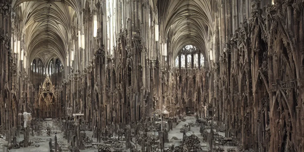 Image similar to a cathedral of flesh and stone dedicated to the god of pain