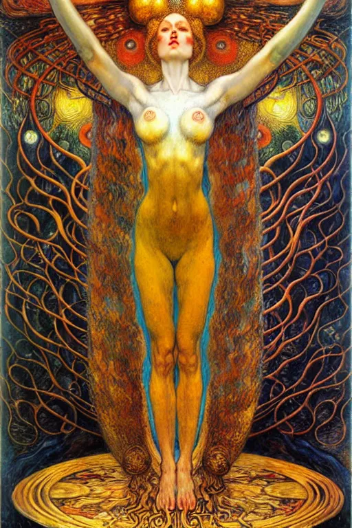 Image similar to Divine Chaos Engine by Karol Bak, Jean Delville, William Blake, Gustav Klimt, and Vincent Van Gogh, symbolist, visionary