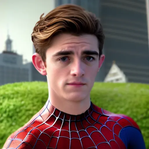Image similar to Charlie Rowe as Spider-Man, 4K, highly detailed