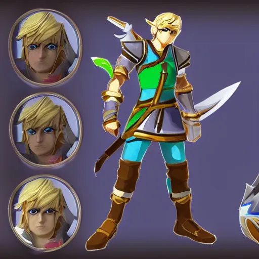 Prompt: link fierce deity as a character in the game league of legends, with a background based on the game league of legends, detailed face