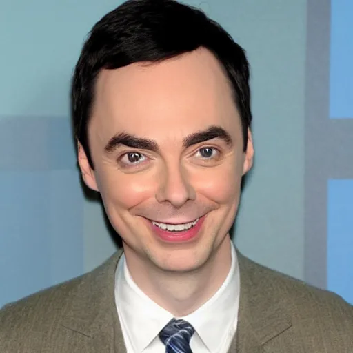 Image similar to jim parsons pretending to be mr. rodgers