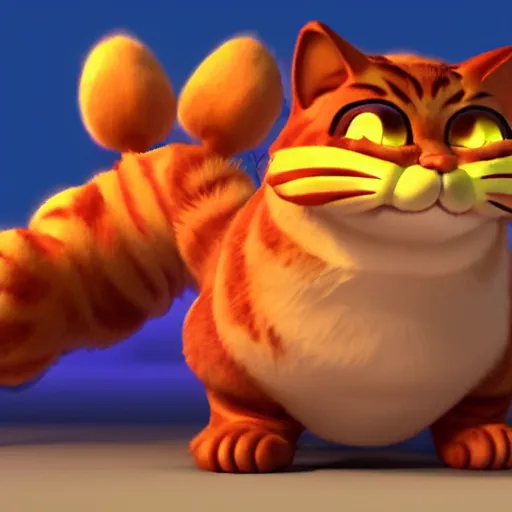 Image similar to garfield as final fantasy boss, garfield the cat as a boss in the video game final fantasy, 3 d render, unreal engine, path tracing