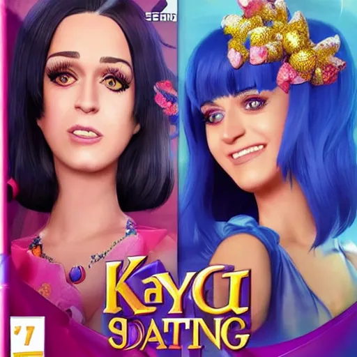 Prompt: video game box art of a ps 4 game called katy perry's dating sim, 4 k, highly detailed cover art.