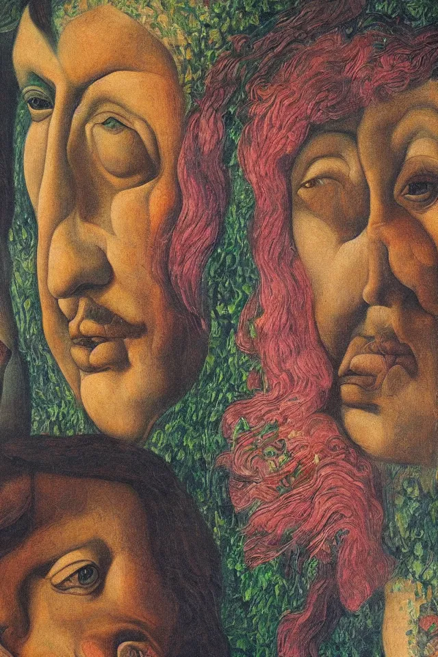 Image similar to closeup floral portrait of man and woman by wojciech siudmak and ernst fuchs, oil on canvas