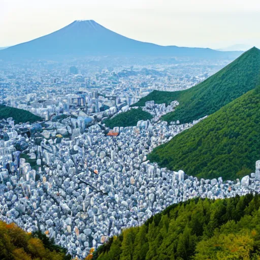 Image similar to isometric city on the top of a mountain, Japan