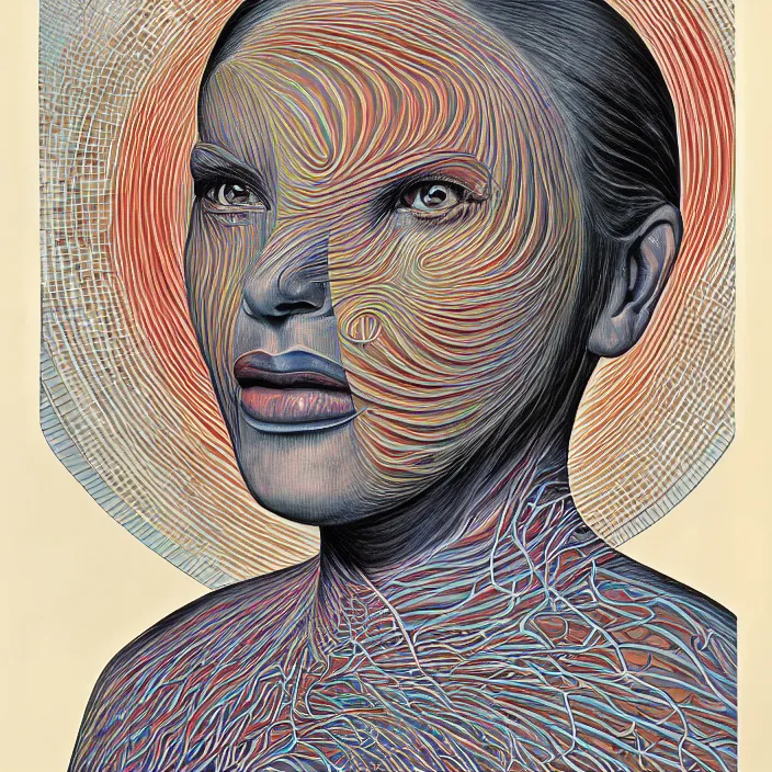 Image similar to woman designed by corbusier, by alex grey