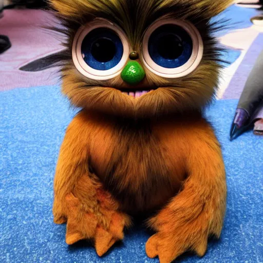 Image similar to Furby with feet