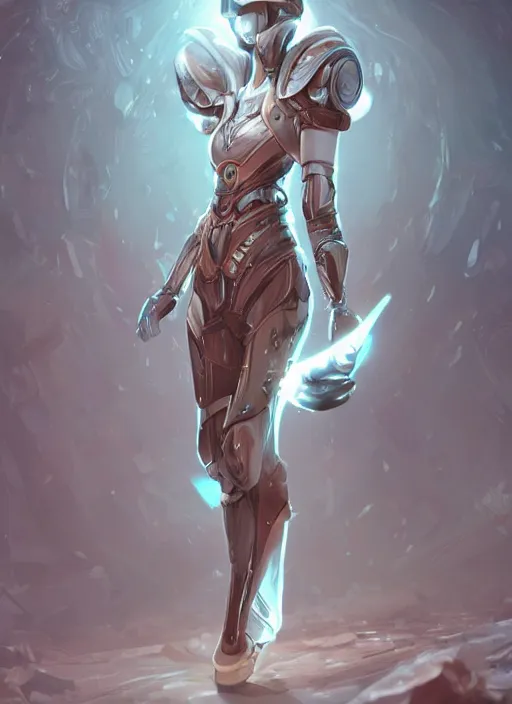 Image similar to of a full body, center frame hyper realistic digital arthero pose of a timepunk war cleric in a futuristic pearl armor, antenna tech helmet, dark gloomy environment. trending on artstation, art by lois van baarle by sung choi by john kirby artgerm style pascal blanche