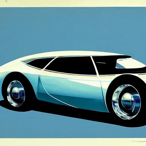 Image similar to concept art for a car that rides on a spherical wheel, painted by syd mead, high quality