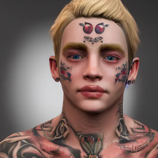 Prompt: detailed unreal engine 5 render of a blonde boy with face tattoos