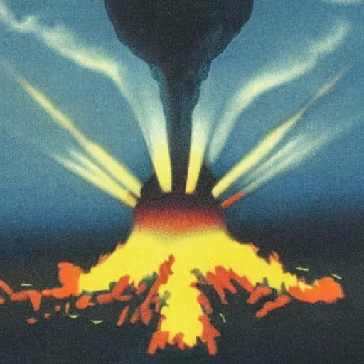 Prompt: nuclear explosion, but the plutonium was replaced with candy