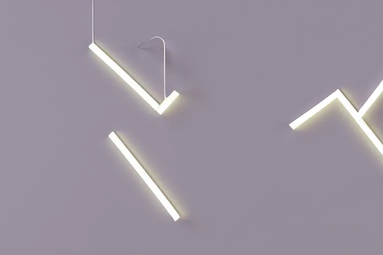 Prompt: 1 9 8 0 clay rendering of simple angular geometric shapes with sharp edges, the shapes are made of matte plastic, matte material, small fluorescent tube lights illuminate the shapes, cool purple grey lighting, cgi, ambient occlusion, masterwork, instagram, 3 d design, advertising visualization, splash page, widescreen 4 k