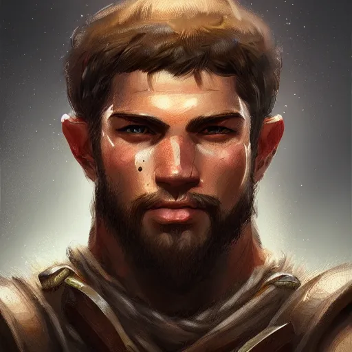 Image similar to portrait of a young rugged ranger, muscular, upper body, longsword, D&D, fantasy, intricate, cinematic lighting, highly detailed, digital painting, artstation, concept art, smooth, sharp focus, illustration