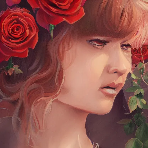 Image similar to a painting of the smell of roses, artstation