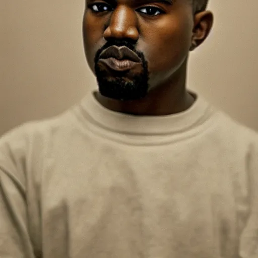 Image similar to the face of young kanye west at 1 8 years old, portrait by julia cameron, chiaroscuro lighting, shallow depth of field, 8 0 mm, f 1. 8