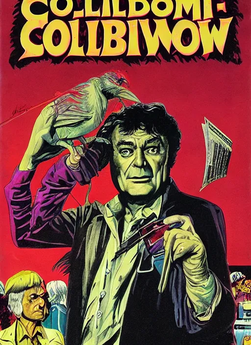 Image similar to Columbo, Creepshow (1982) comic book cover, artwork by Bernie Wrightson, full color, detailed