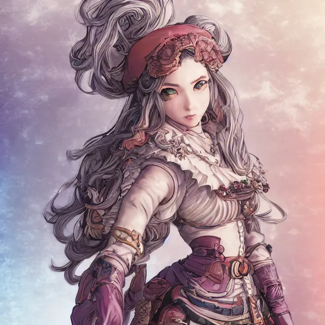 Prompt: the portrait of neutral rainbow colorful female cleric bard as an absurdly beautiful, gorgeous, elegant, skinny gravure idol looking up, an ultrafine hyperdetailed illustration by kim jung gi, intricate linework, super detailed faces, super sharp focus, bright colors, octopath traveler, final fantasy, unreal engine 5 highly rendered, global illumination, radiant light